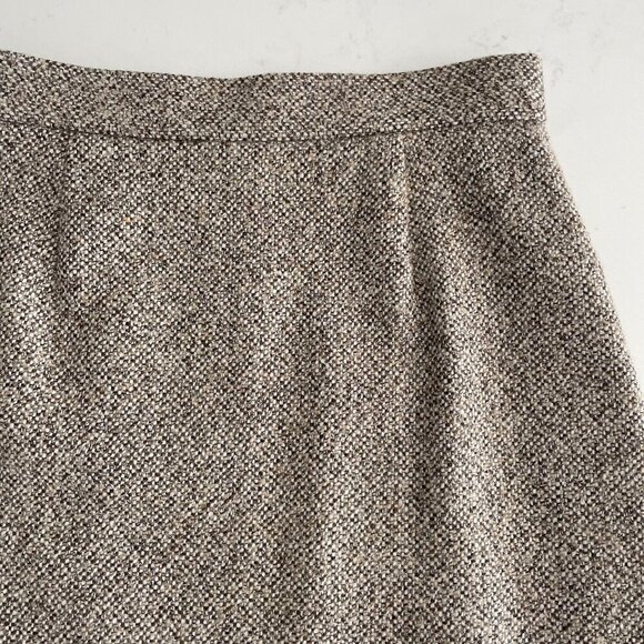 Brooks Brothers Classic Lined Tweed Wool Blend Wrap Skirt Brown Tan Cream Sz 8 - Picture 10 of 15